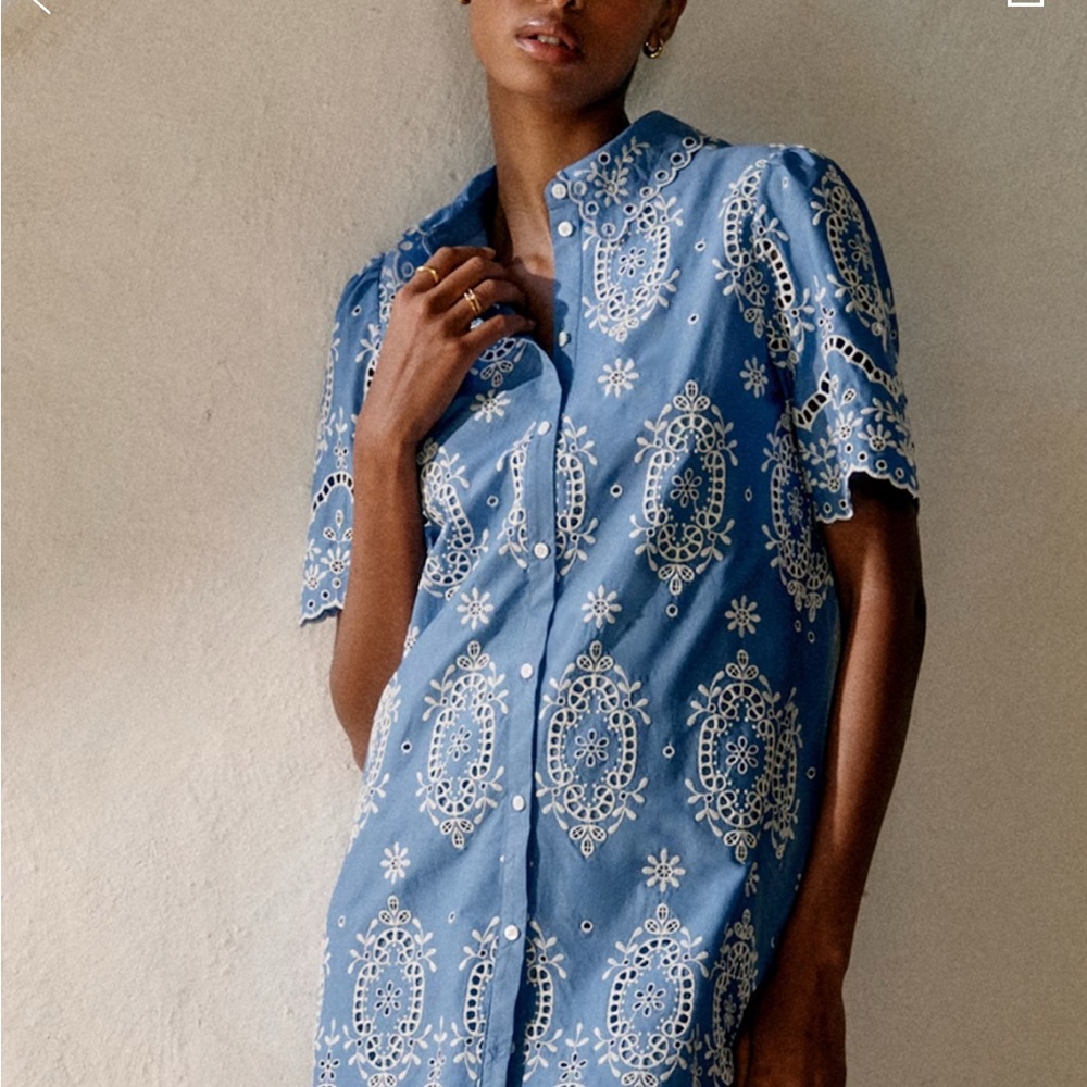 Sezane Elvina Dress Cream Chambray - Size 8